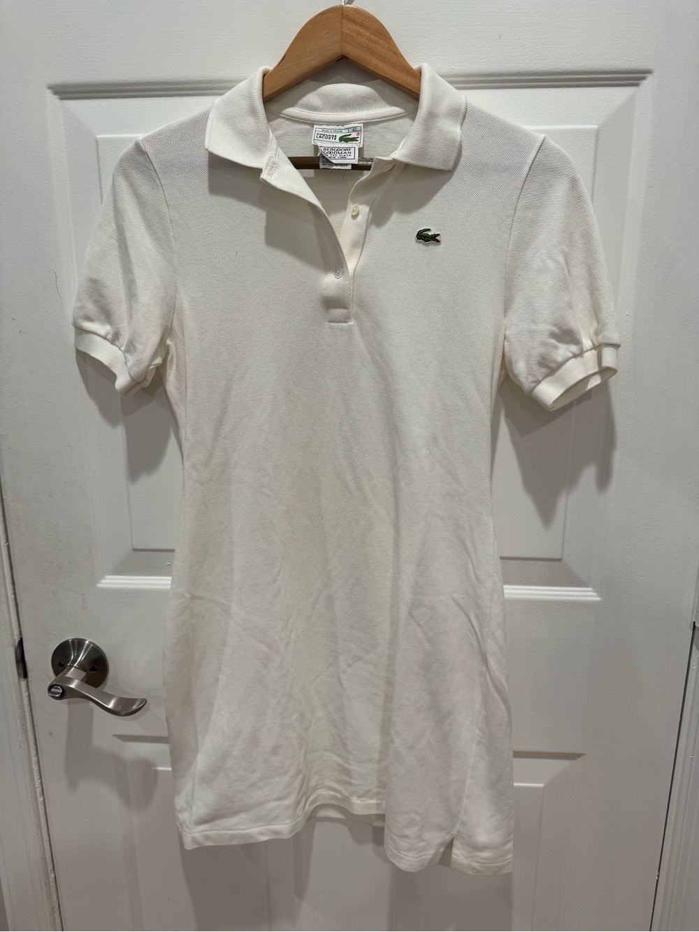 Vintage Chemise Lacoste for Bergdorf Goodman White Pique Polo Dress